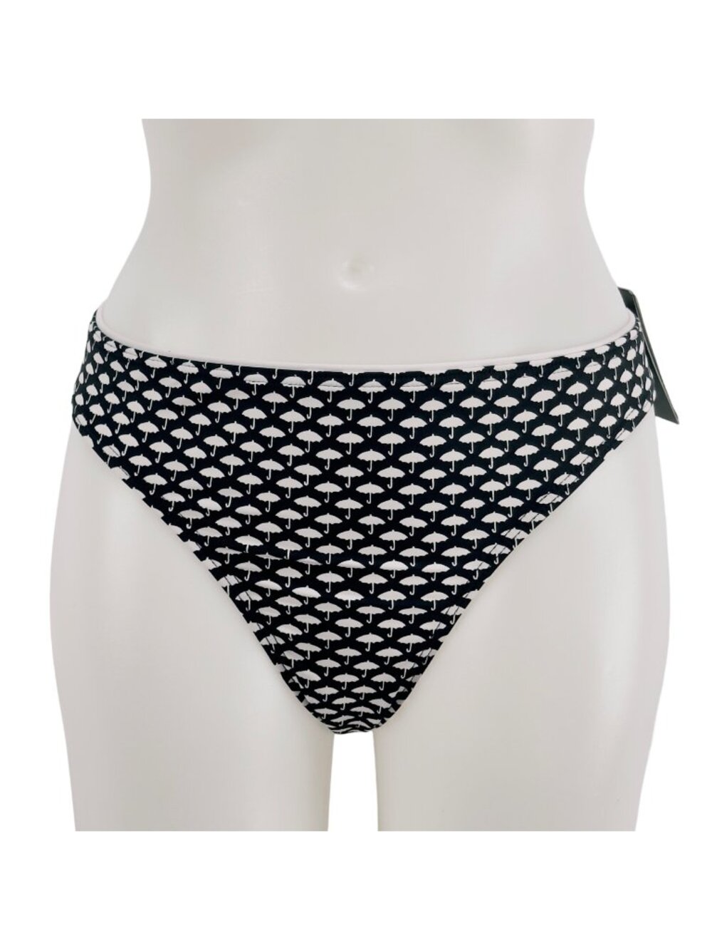KENNETH COLE REACTION Women's Swimsuit Bottom Black White Umbrellas' Size XL
